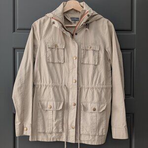Market & Spruce Tan Utility Hooded Jacket Coat Cargo Women’s SZ Small NWOT